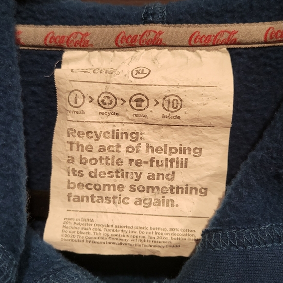 Vintage Coca Cola Unisex Blue Hoodie Sweater - Picture 3 of 4